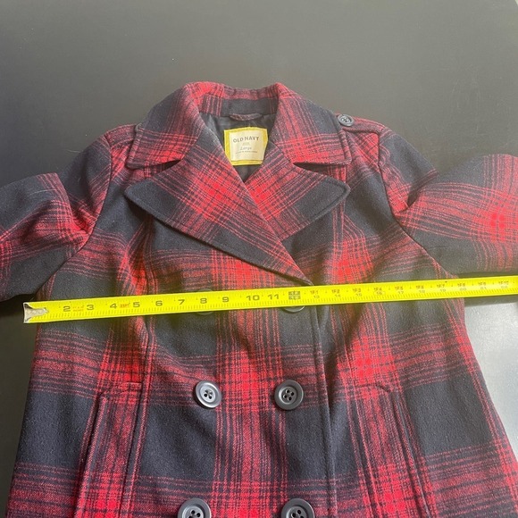 Old Navy Preppy Prep School Red & Navy Blue Plaid Peacoat Jacket Size Large - Picture 5 of 8